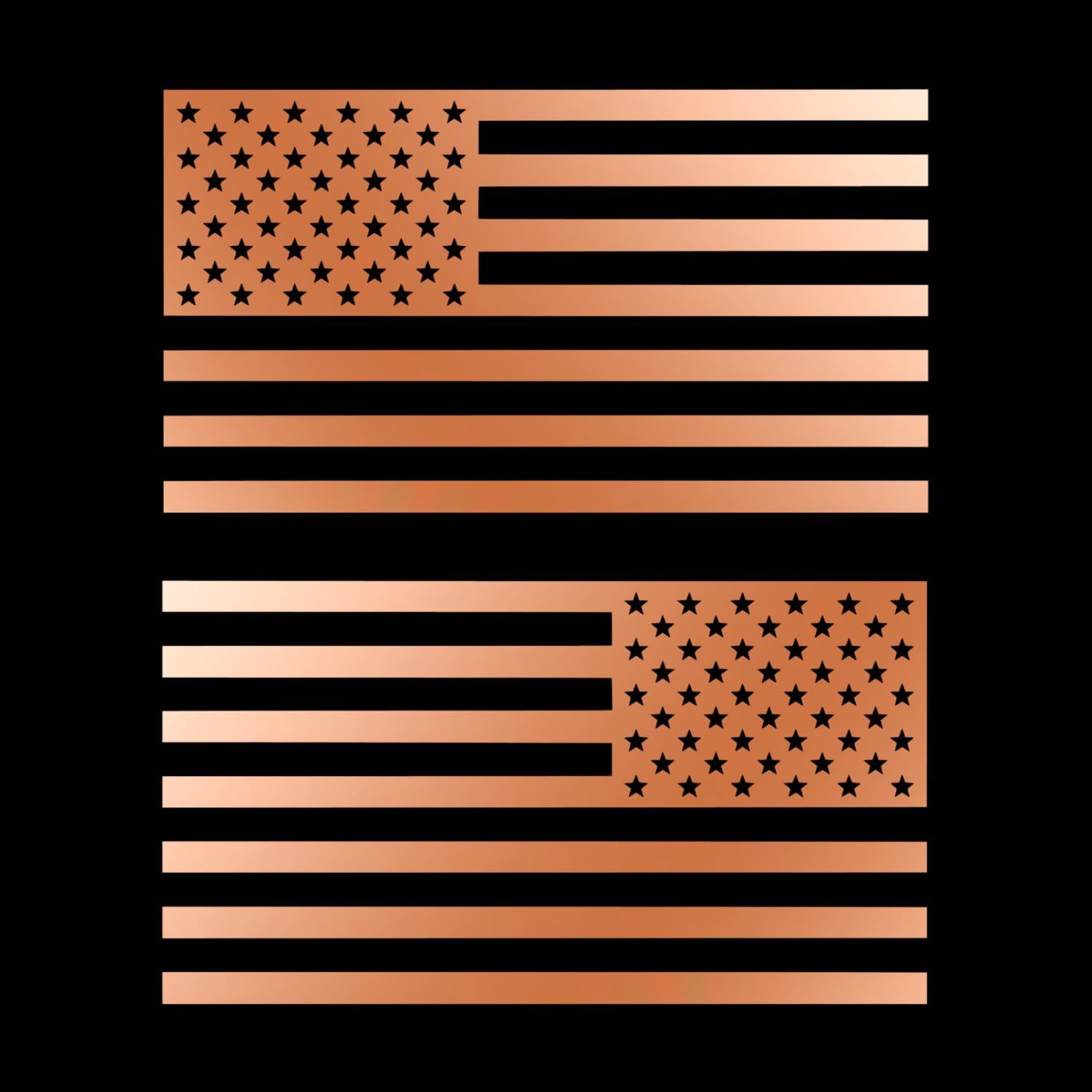 American Us Flag [Pick Color/Size] Vinyl Decal Sticker For Laptop/Car/Truck/Window/Bumper (7.5In Subdued Pair, Metallic Copper)