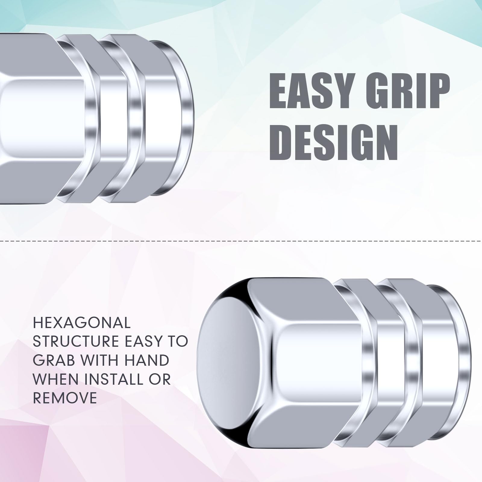 Tallew 50 Pcs Tire Valve Stem Caps Hexagon Tires Universal Heavy-Duty Valve Caps Leak Proof Aluminum Alloy Stem Cover For Car Su