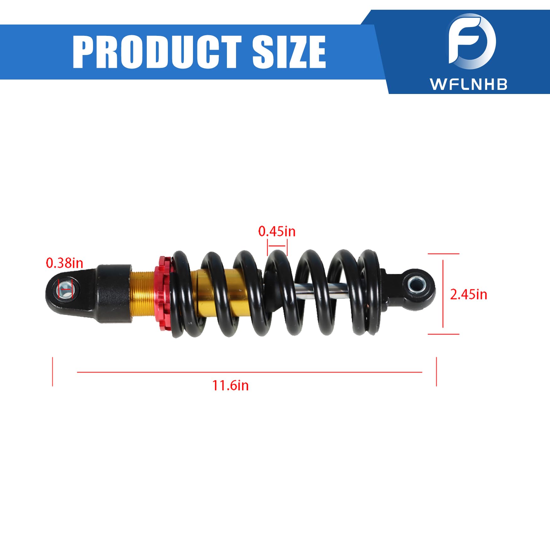 WFLNHB 10.5inch 270mm Rear Shock Spring Dirt Pit Bike SDG SSR Coolster 110cc 125cc 800lbs