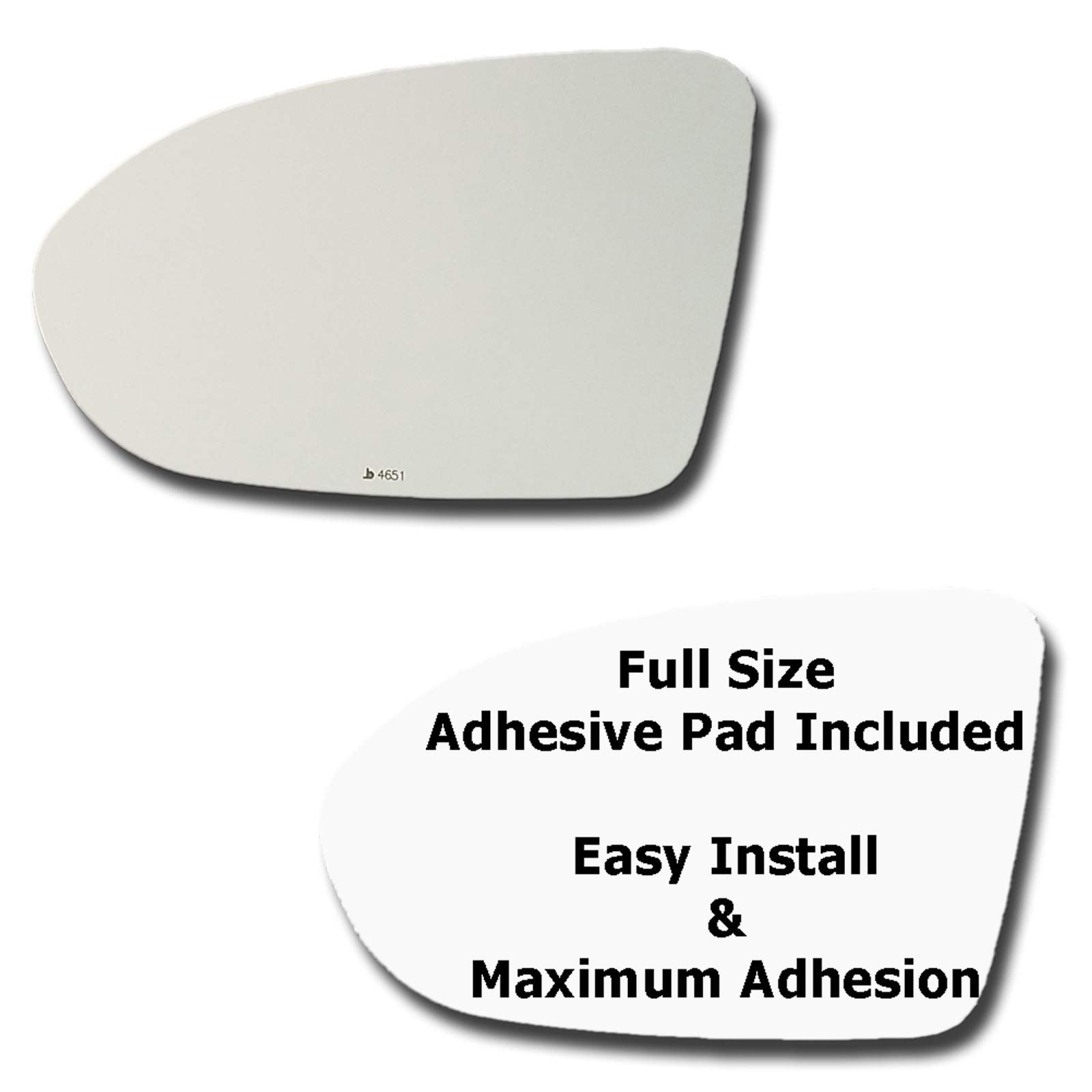 Mirror Glass + Full Size Adhesive Pad For 2016-2019 Chevrolet Cruze Driver Side Replacement (2017 2018 16 17 18 19)