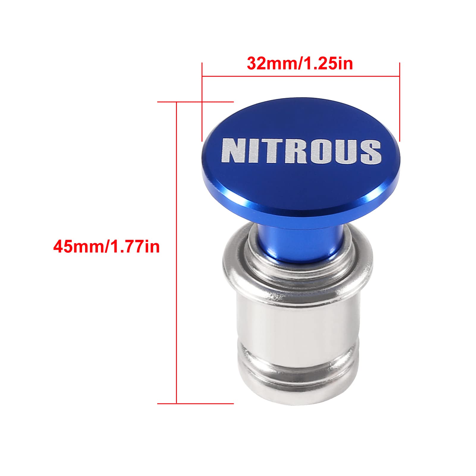 NITROUS Button Car Cigarette Lighter, MELIFE Anodized Aluminum Universal 12-Volt Replacement Accessory Fits for Most Vehicles So