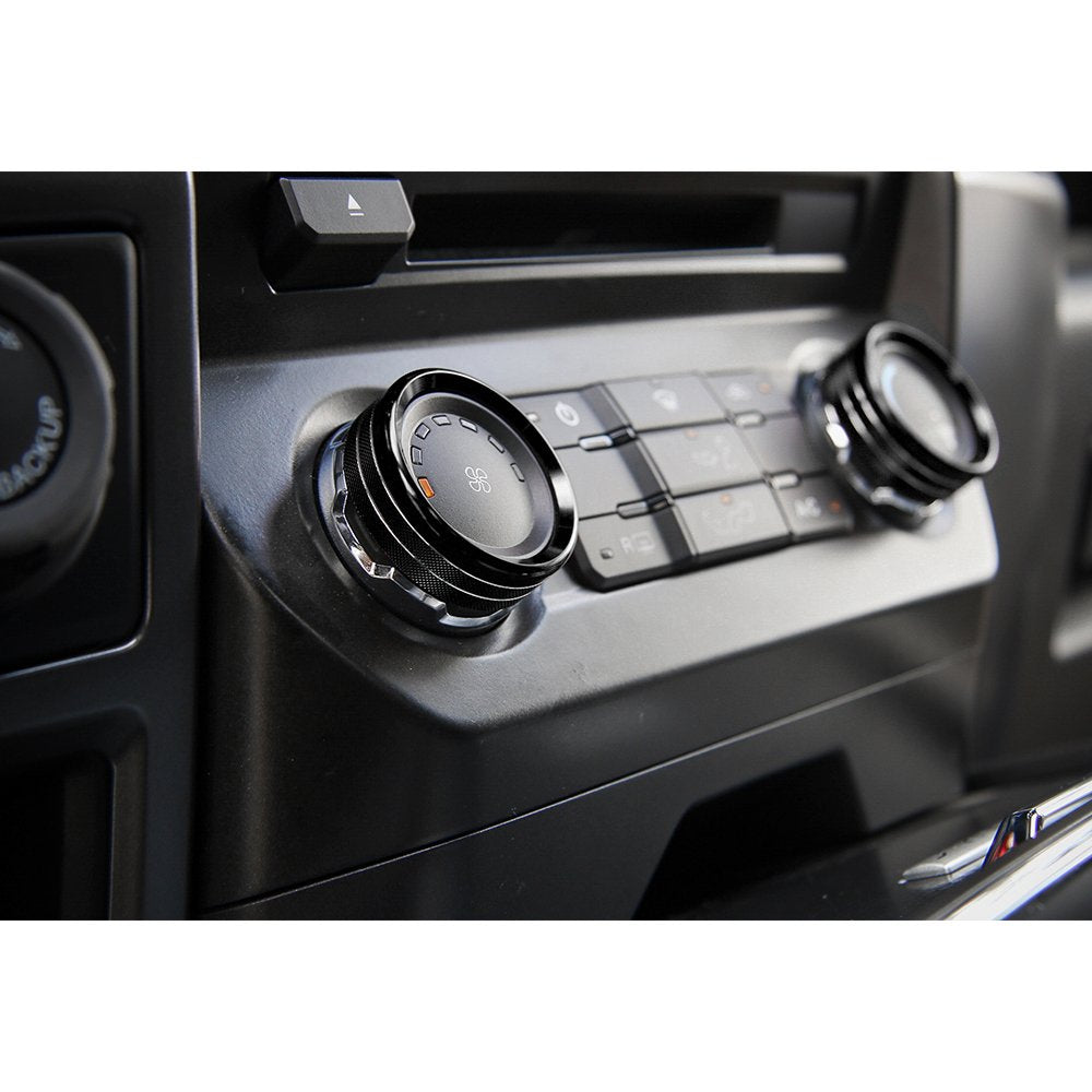 for F150 Air Conditioner Switch & Trailer & 4WD & VOL Knob Button Trim for Ford F150 XLT 2016 2017 2018 2019, Black Aluminum, 6p