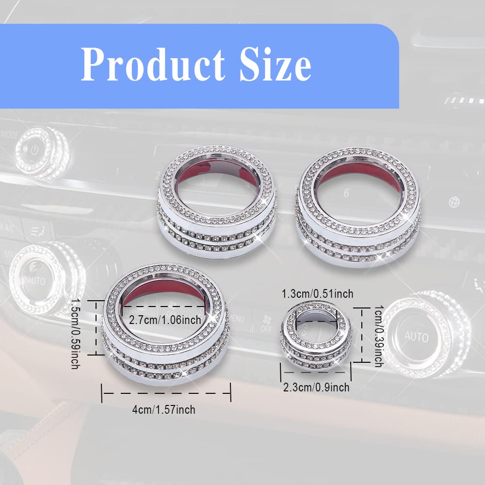 Interior Decorated Button Knob Covers, Bling Car Accessories Ac Knob Covers, Air Condition Knob Switch Trim, Interior For Car Air Condition Switch Volume Control Trim Compatible With 2022 11Th Civic