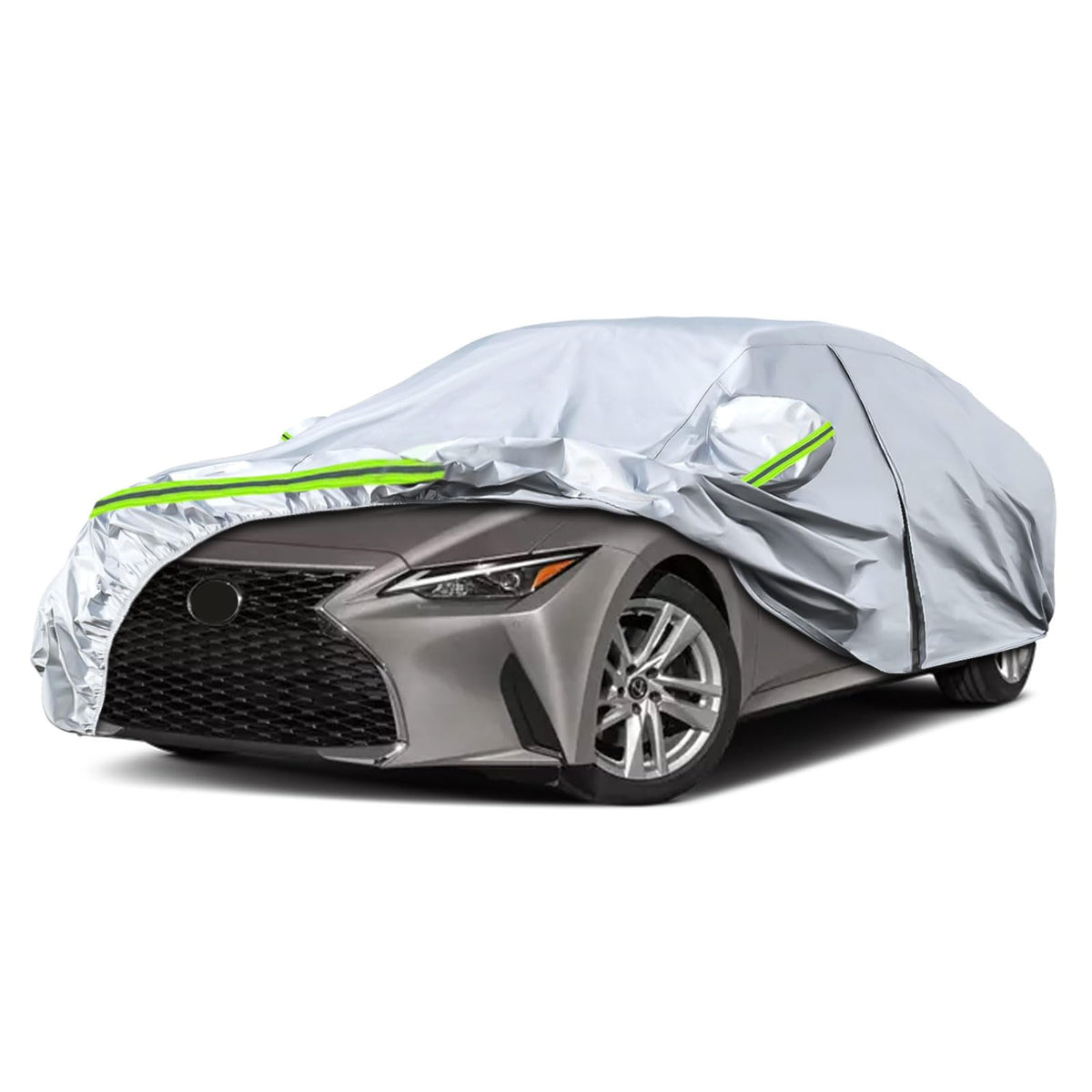 Waterproof Car Covers Replace For 2005-2025 Lexus Is250 Is300 Is350, 6 Layers Silver All Weather Custom-Fit Car Cover With Zippe