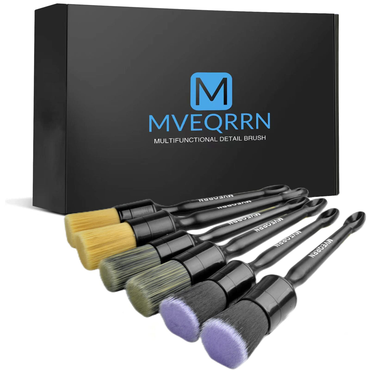 Mveqrrn 6Pcs Car Detailing Brush Set-2Pcs Boars Hair Car Detailing Brushes,2Pcs Ultra Soft No Scratch Detailing Brush For Air Ve