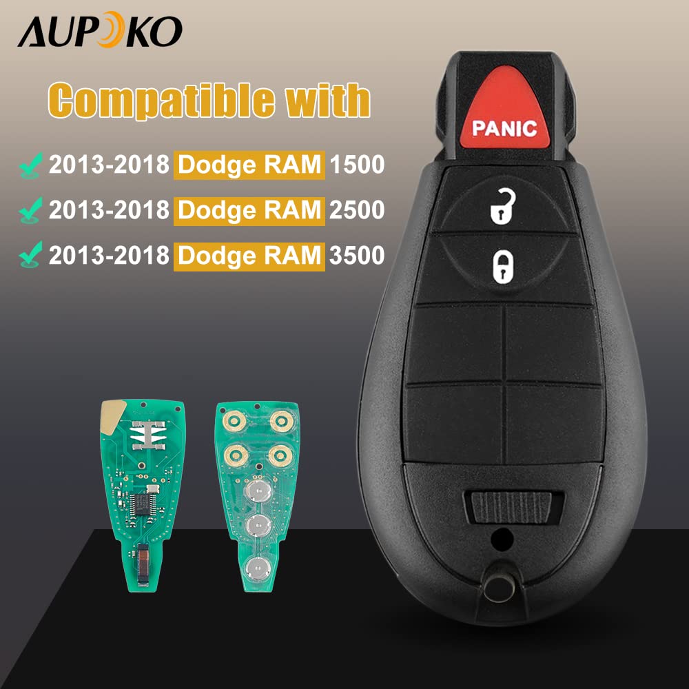 Aupoko Gq4-53T Keyless Entry Remote Key Fob, 3 Buttons Smart Key 56046953,56046953Ae, 56046953Ac,56046953Ag, Compatible With Dod
