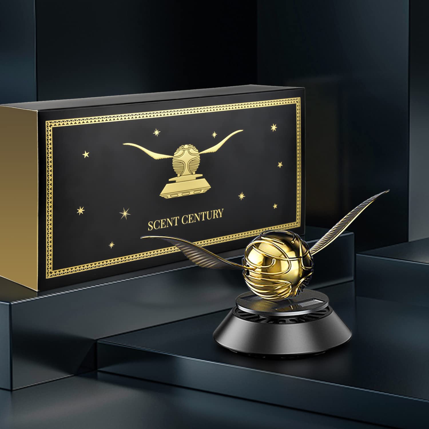 Kwak's Solar Car Air Freshener with Swinging Wings, Gold, 1 Count, Model QTT285-US, Auto Decoration Accessories