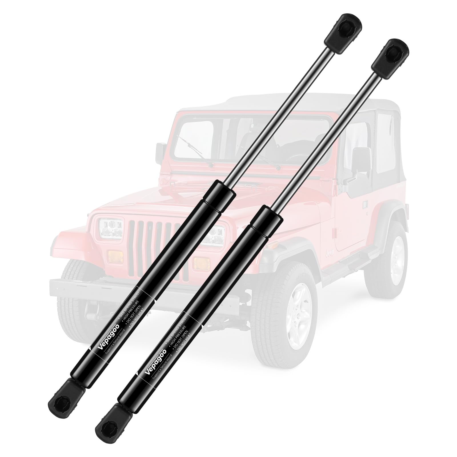 Vepagoo 4761 Rear Glass Window Gas Struts For 1987-1995 Jeep Wrangler, Liftgate Shocks Springs Lift Support Sport Utility 2-Door