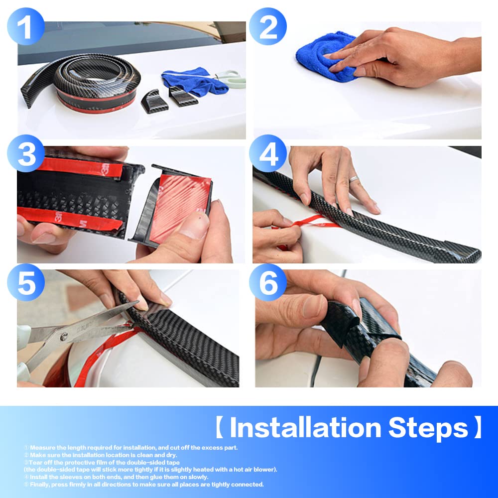 Car Trunk Spoiler Roof Lip Kit,3D Pu Rear Trunk Lip Or Roof Spoiler Sticker Bar With Carbon Fiber Pattern,Car Rear Spoiler Exter