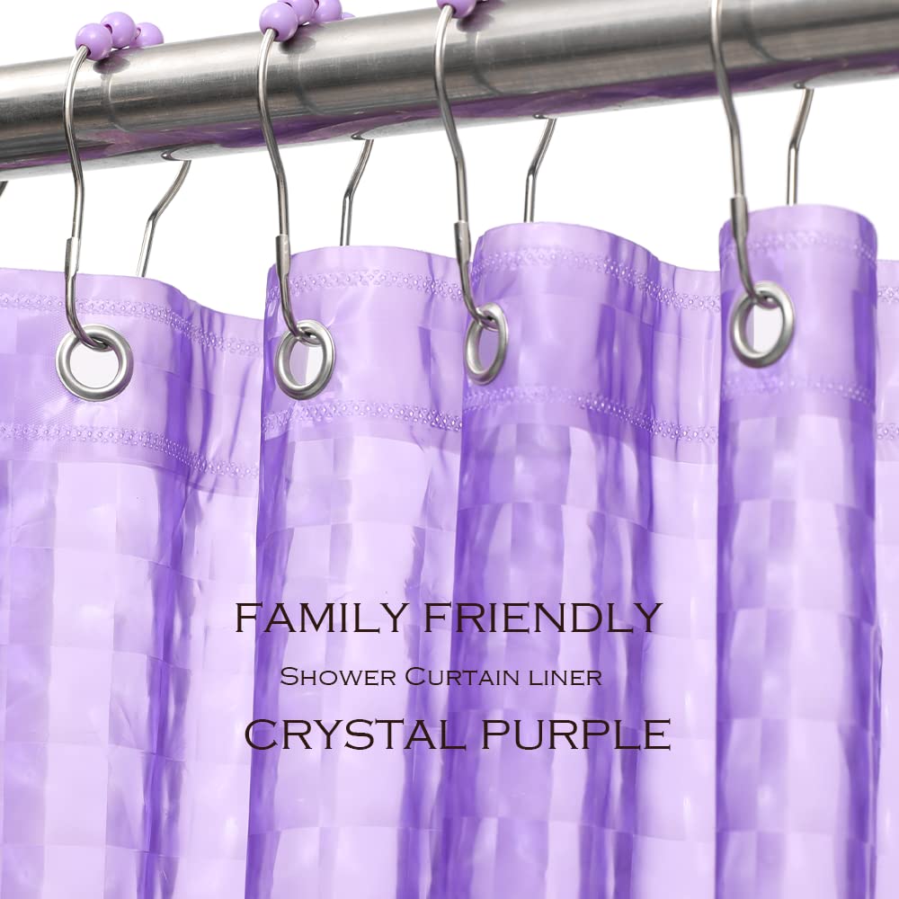 Eazzier Bath Purple 3D Crystal Plastic Shower Curtain Liner, 72X72 Inch Thin Lightweight Ice Cube Plastic Bathroom Shower Showroom Inner Curtain With Rustproof Metal Grommet Holes And Weighted Magnets