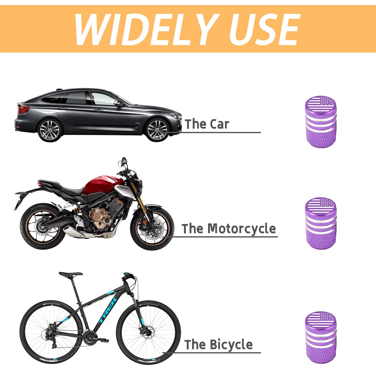 American Flag Tire Valve Stem Caps, 8 Pcs Anti-Theft Premium Metal Rubber Seal Tire Valve Caps, Universal Fit For Cars, Suvs, Bi