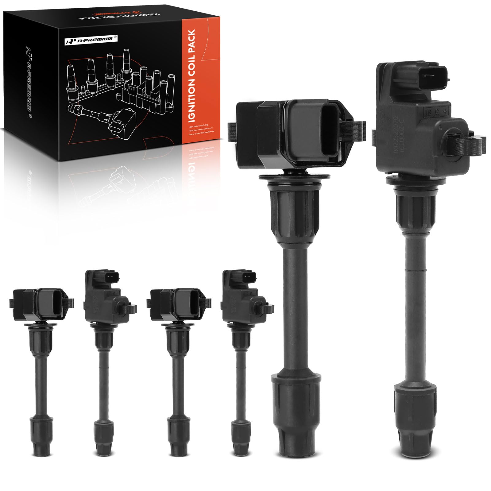 A-Premium Set Of 6 Ignition Coil Pack Compatible With Nissan Maxima 1995-1999 Infiniti I30 1996-1999 V6 3.0L