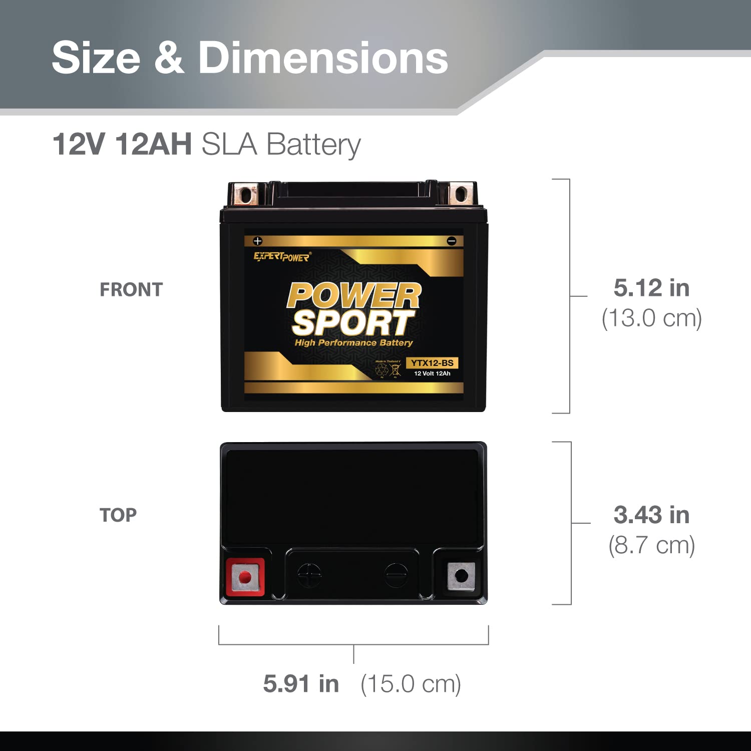 Ytx12-Bs Replacment Battery Maintenance Free Battery Powersport Motorcycle Atv Scooter Snowmobile Replace 2003 Honda Trx250 Recon, Es 250 Cc Factory Activated Expertpower®