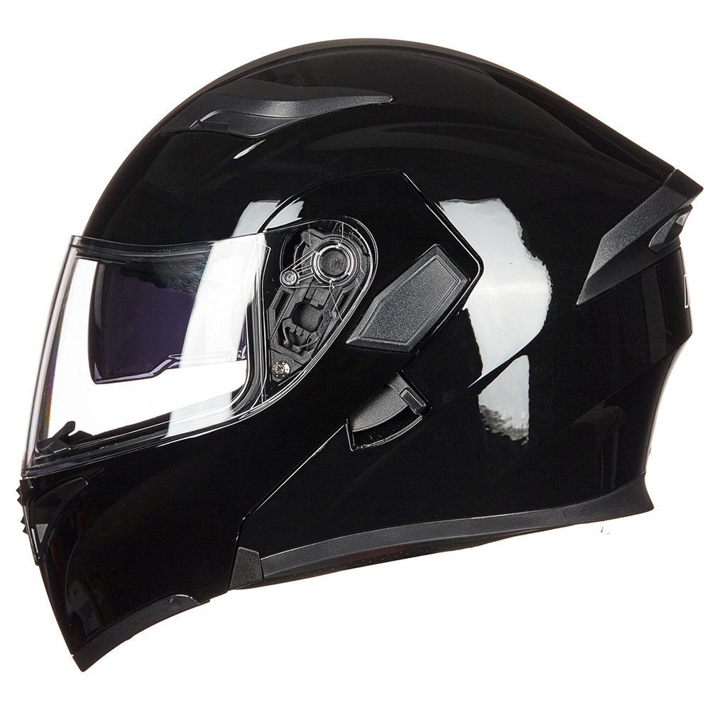 Ilm Motorcycle Dual Visor Flip Up Modular Full Face Helmet Dot 6 Colors Model 902 (Xl, Gloss Black)