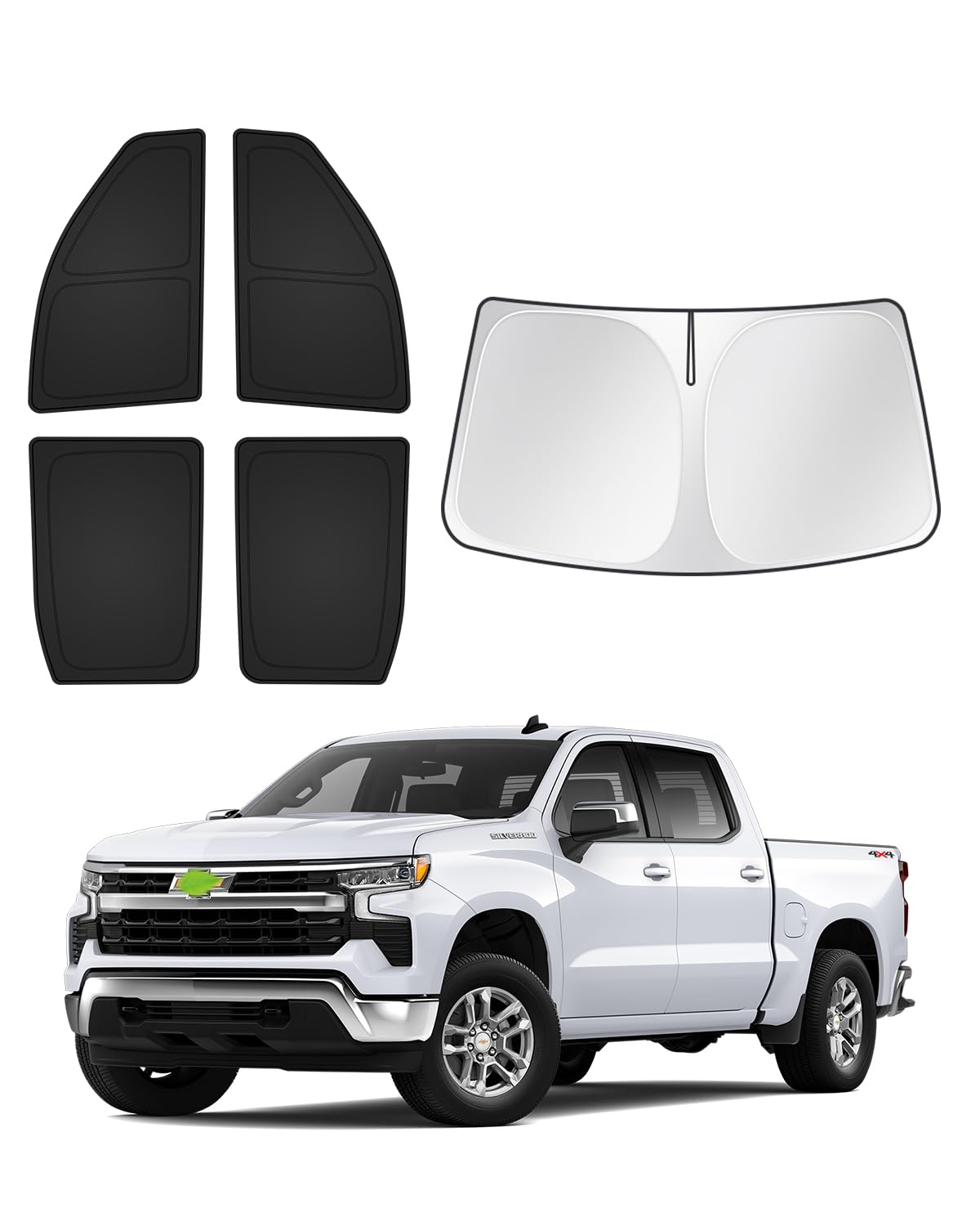 Canvcle Sunshades For Gmc Sierra 1500 2500 3500 2019-2024 2025 Accessories Windshield Sun Shade Side Rear Window Shade Cover Sun