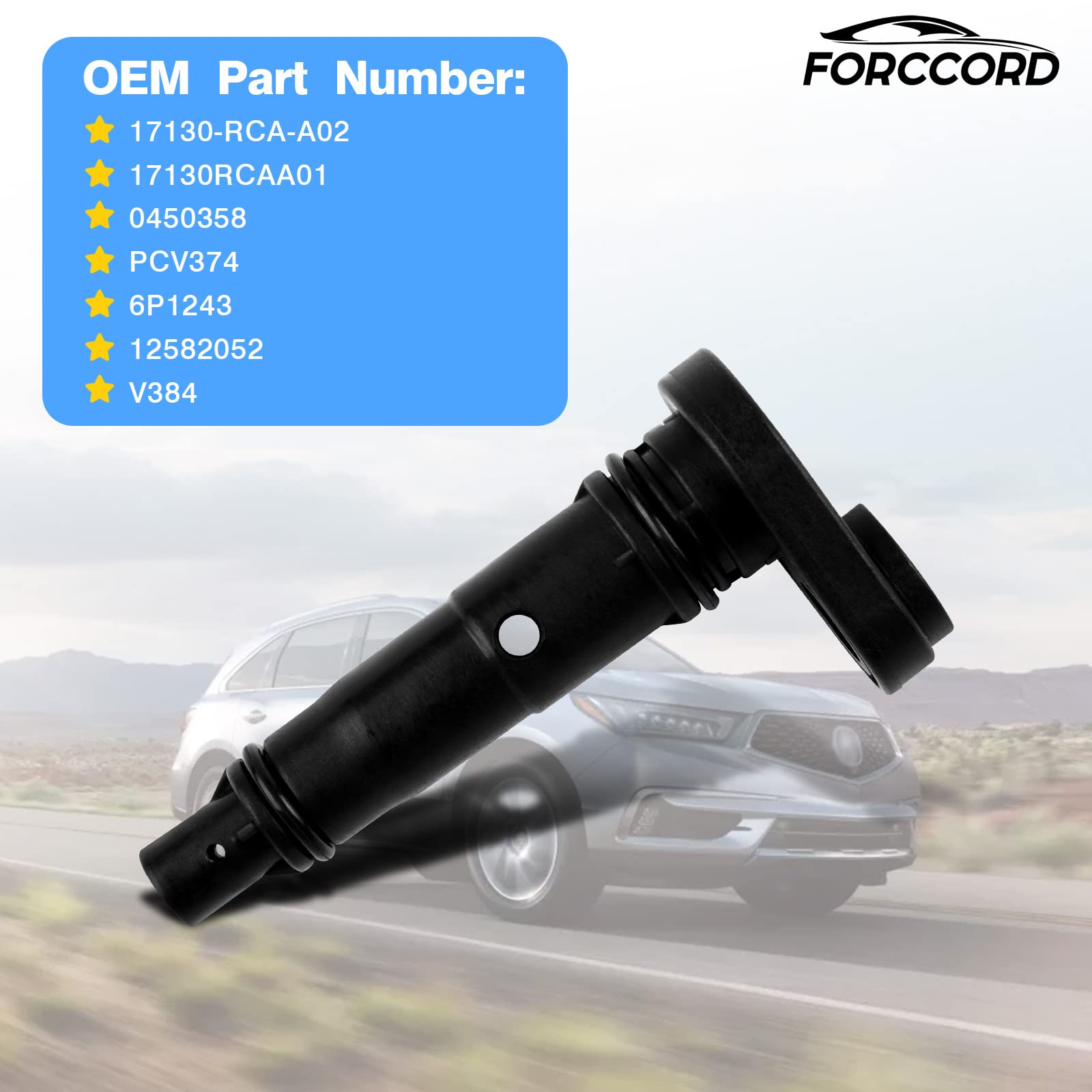Forccord Exhaust Pcv Valve Compatible With Honda Accord Acura Odyssey Pilot Tl Saturn Vue Positive Crankcase Ventilation Valve Replace# 17130-Rca-A02 17130Rcaa01 0450358 Pcv374 Car Accessories