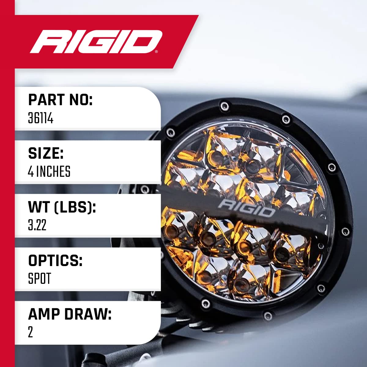 Rigid Industries - 360-Series 4'' Led Off-Road Spot Beam W/Amber Backlight