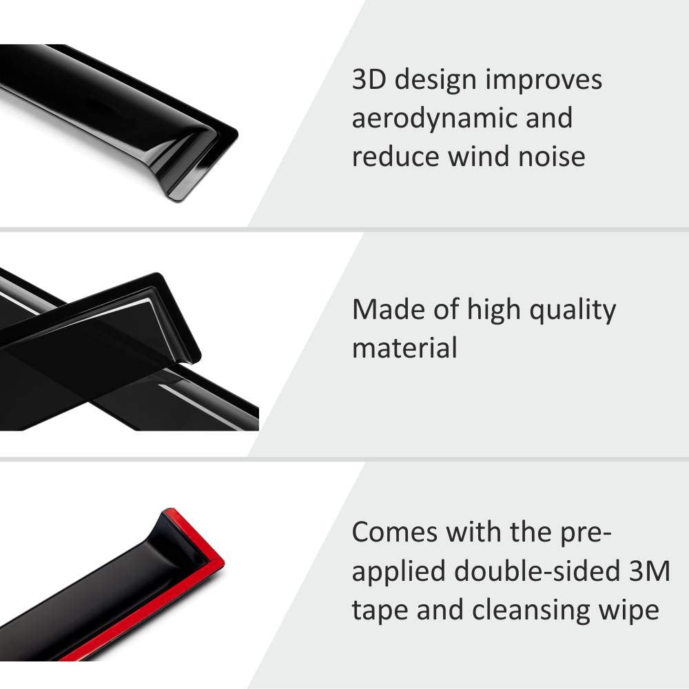 Voron Glass Tape-On Extra Durable Rain Guards For Mazda Cx-5 2017-2025, Window Deflectors, Vent Window Visors, 6 Pieces - 100809
