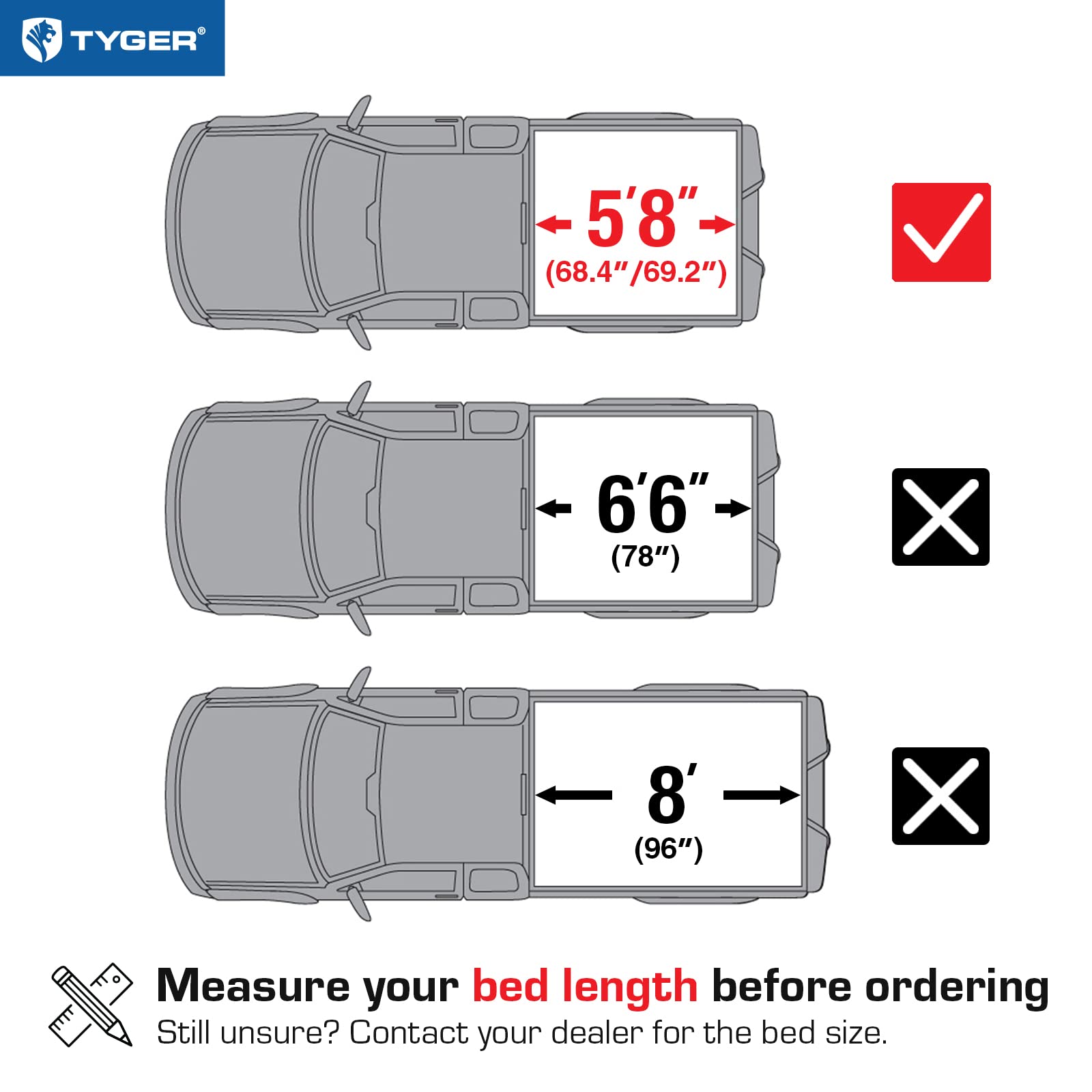 Tyger Auto T3 Soft Tri-Fold Truck Bed Tonneau Cover Compatible With 2004-2006 Chevy Silverado / Gmc Sierra 1500 | 2007 Classic O