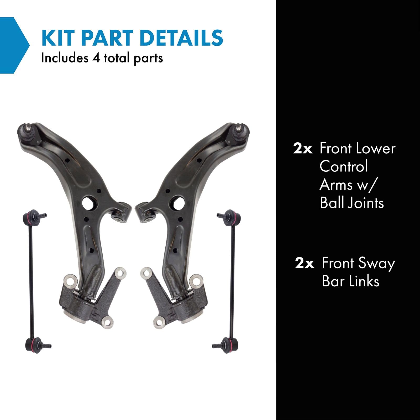 Trq Front Suspension Kit Control Arm With Ball Joint Sway Bar Stabilizer Link Compatible With 2007-2008 Honda Fit