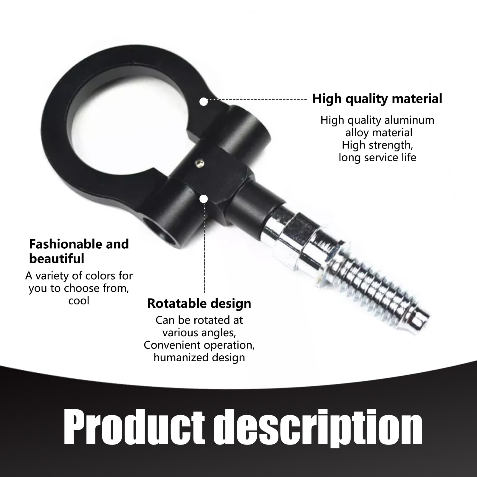 Yumfugu 1 PC Car Front Bumper Pull Ring, Alloy Knock-Resistant Structure Stable Screw-in Tow Hook, Multi-Functional Modification