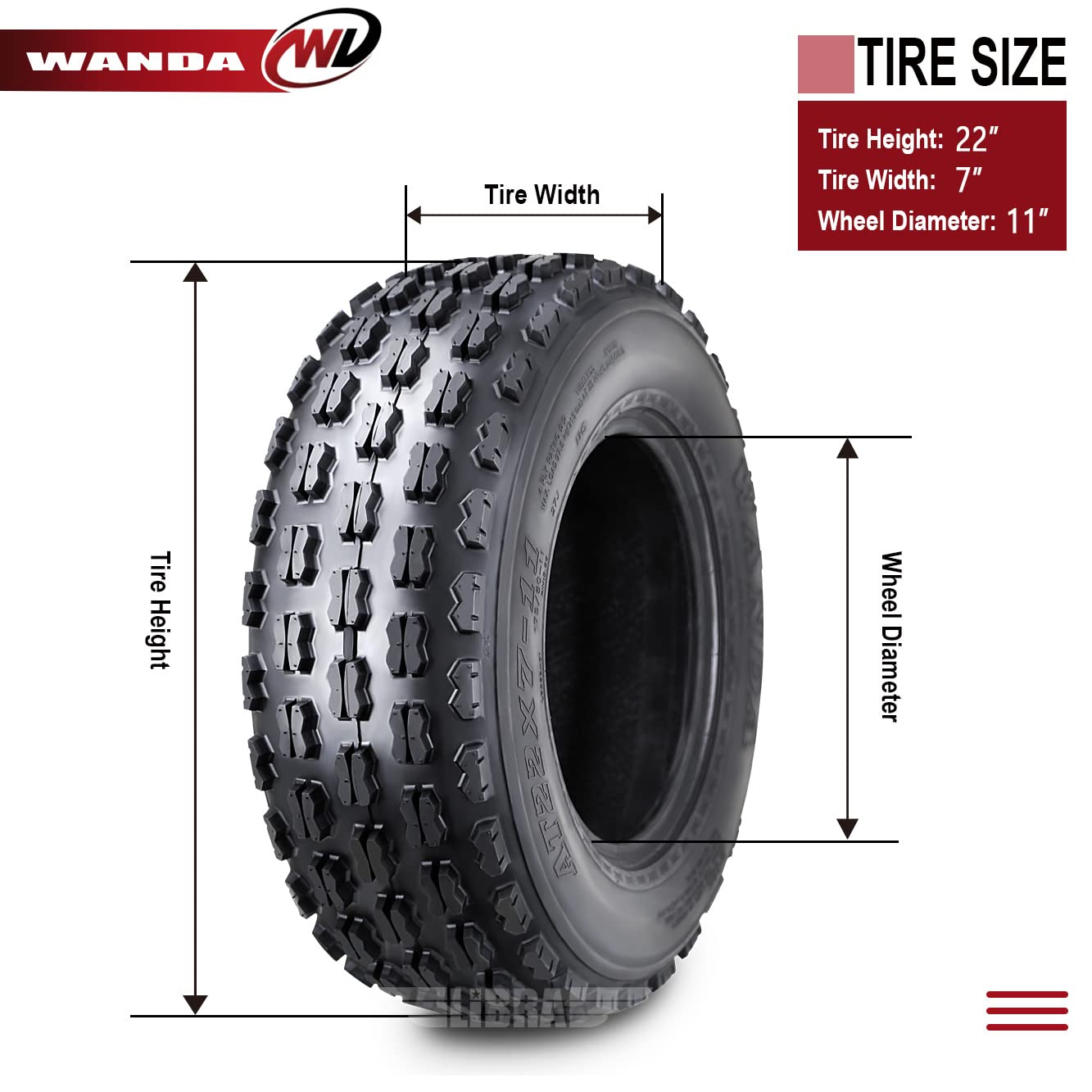 Set 2 Wanda Sport Atv Tires At 22X7-11 22X7X11 Gncc (Grand National Cross Country) Race Tire Tires For Honda Recon 250 Suzuki Oz