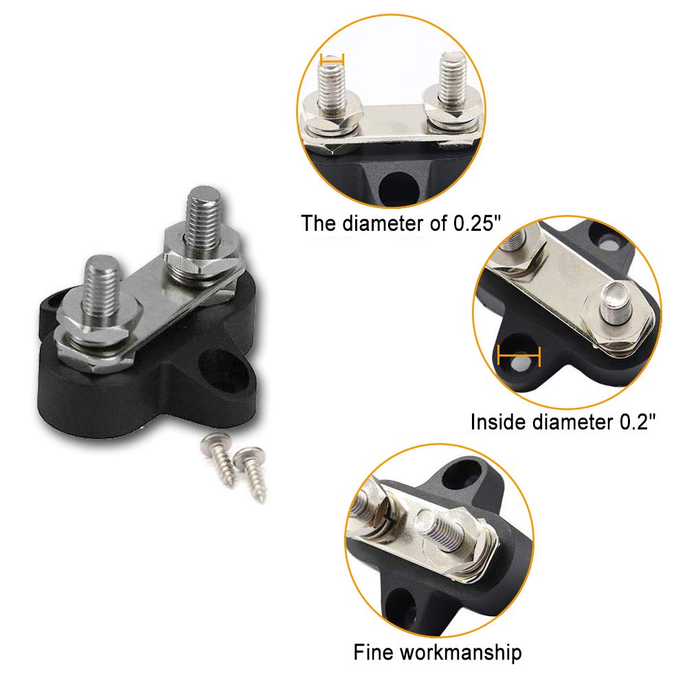 Heart Horse Bus Bar Terminal Block, Power Stud Battery Junction Post 1/4'' Power Distribution Block Positive Negative for Truck