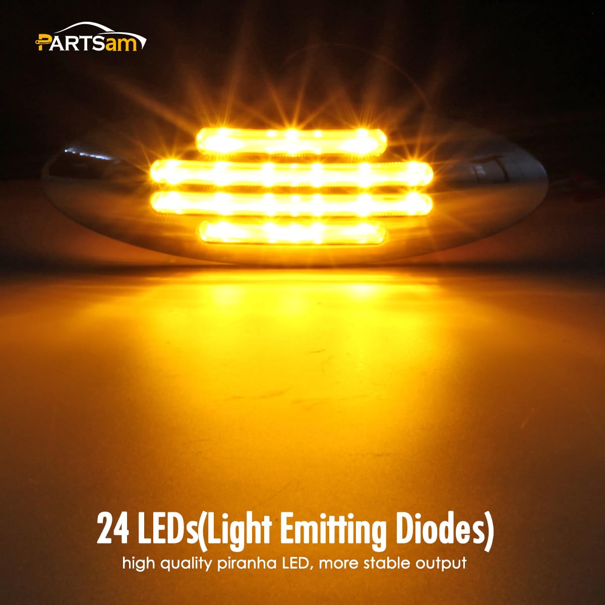 Partsam 5Pcs Flatline Amber Oval Semi Truck 24Led Marker Lights, Clearance Lights Replacement For Freightliner Peterbilt Kenwort