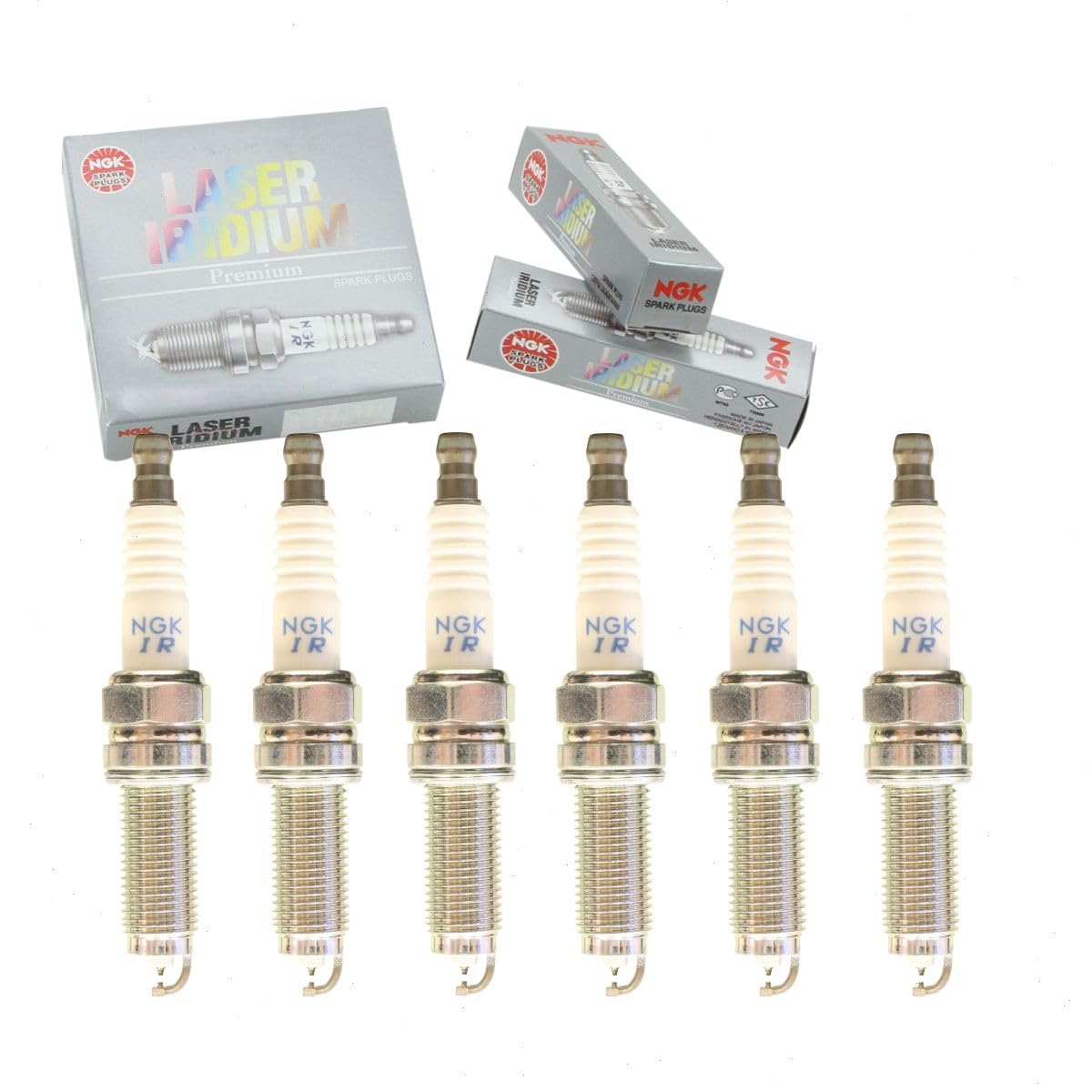 6 pc NGK Laser Iridium Spark Plugs compatible with Honda Pilot 3.5L V6 2014-2015