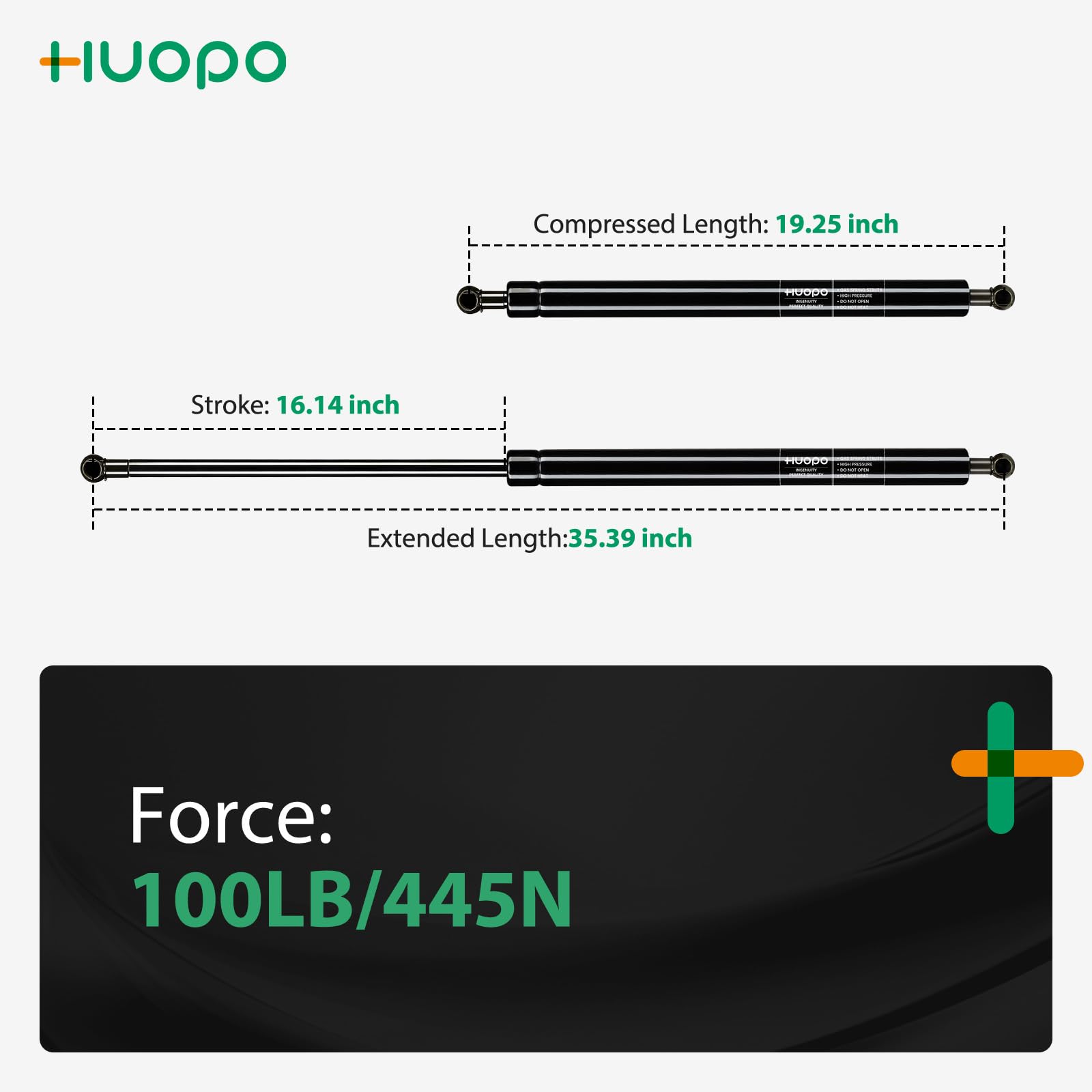 C16-15953 HUOPO 35 Inch 100 lb 445 N Gas Shock Strut Lift Support for Tonneau Cover Camper RV Bed Basement Storage Doors Hatch B