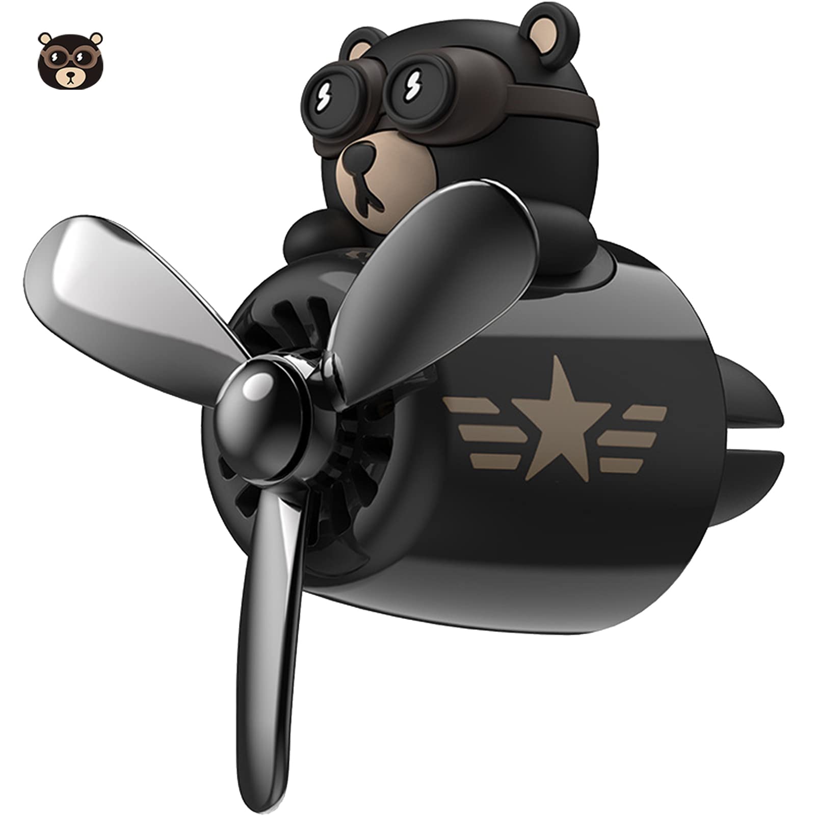 Car Air Fresheners Pilot Bear Cute Car Diffuser Rotating Propeller Cartoon Automotive Air Outlet Car Perfume Decoration (Pilot B