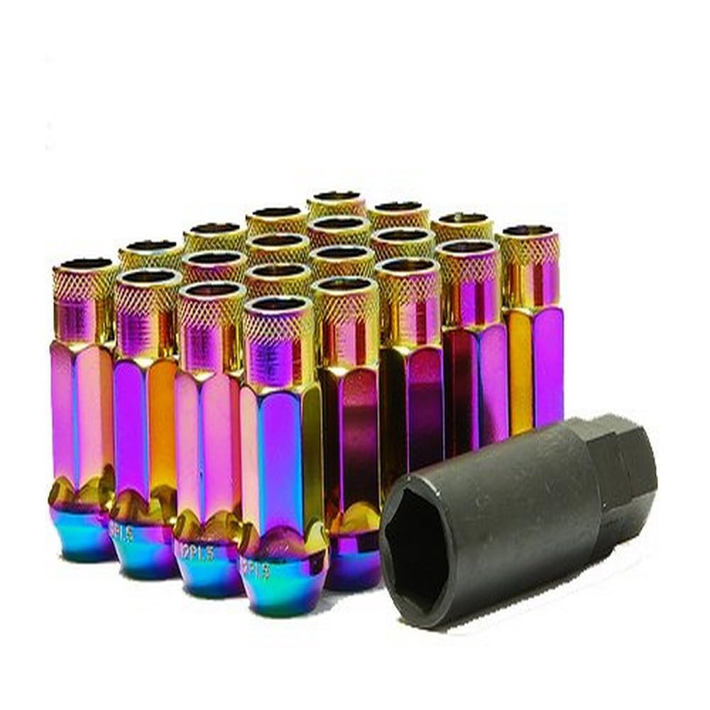 Muteki 32905N SR Series Neon Chrome 12mm x 1.25mm SR48 Open End Lug Nut Set, (Set of 20)