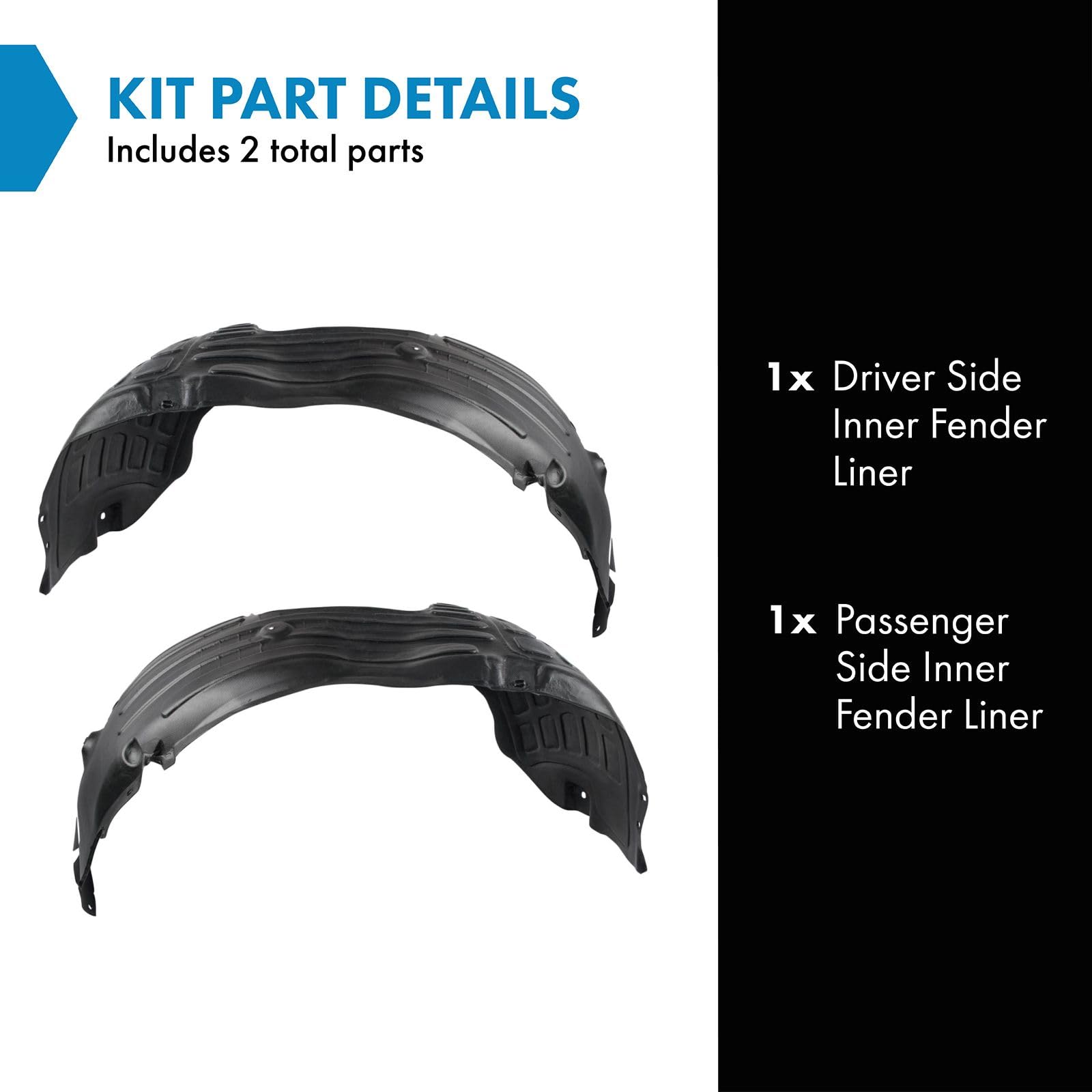 Trq Front Inner Fender Liner Set Compatible With 2016-2018 Kia Optima Ki1248151 Ki1249151