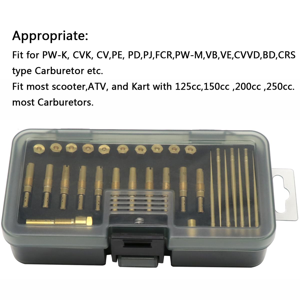30pcs Carburetor Carb Main Slow/Pilot Jet Injection Nozzle Emulsion Tube Kit Nozzle Holder for CV-K PW-K PW-M PE26/28 FCR PD Cra