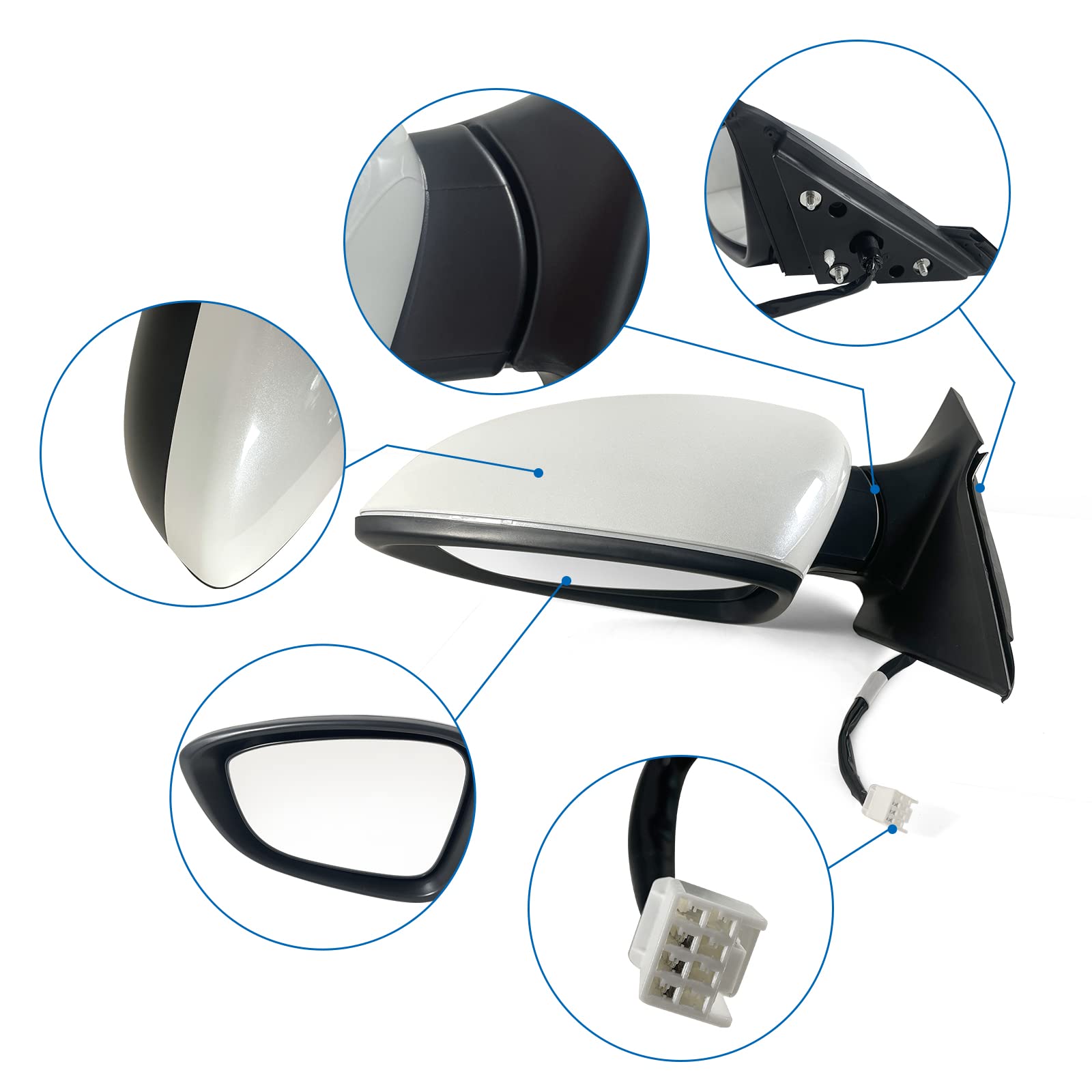 Lqito Left Driver Side Door Mirror For Honda Accord Lx, Sport 2018-2022 ? Power ? Non-Heated No-Turn Signal Match To Platinum Wh