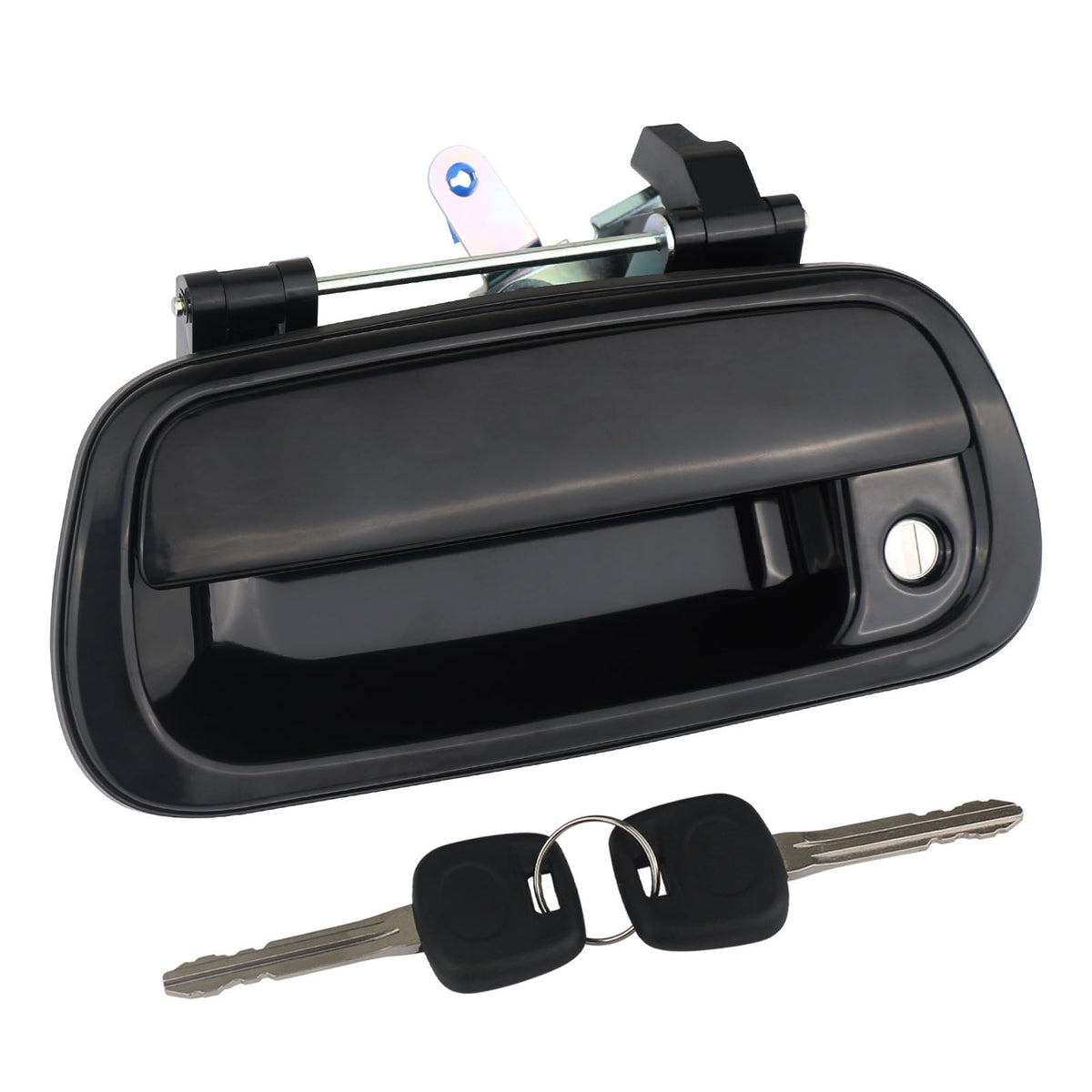 omoZone Tailgate Handle Liftgate Latch Handle with Key Lock Cylinder Smooth Black Compatible with 2000-2006 Toyota Tundra Replac