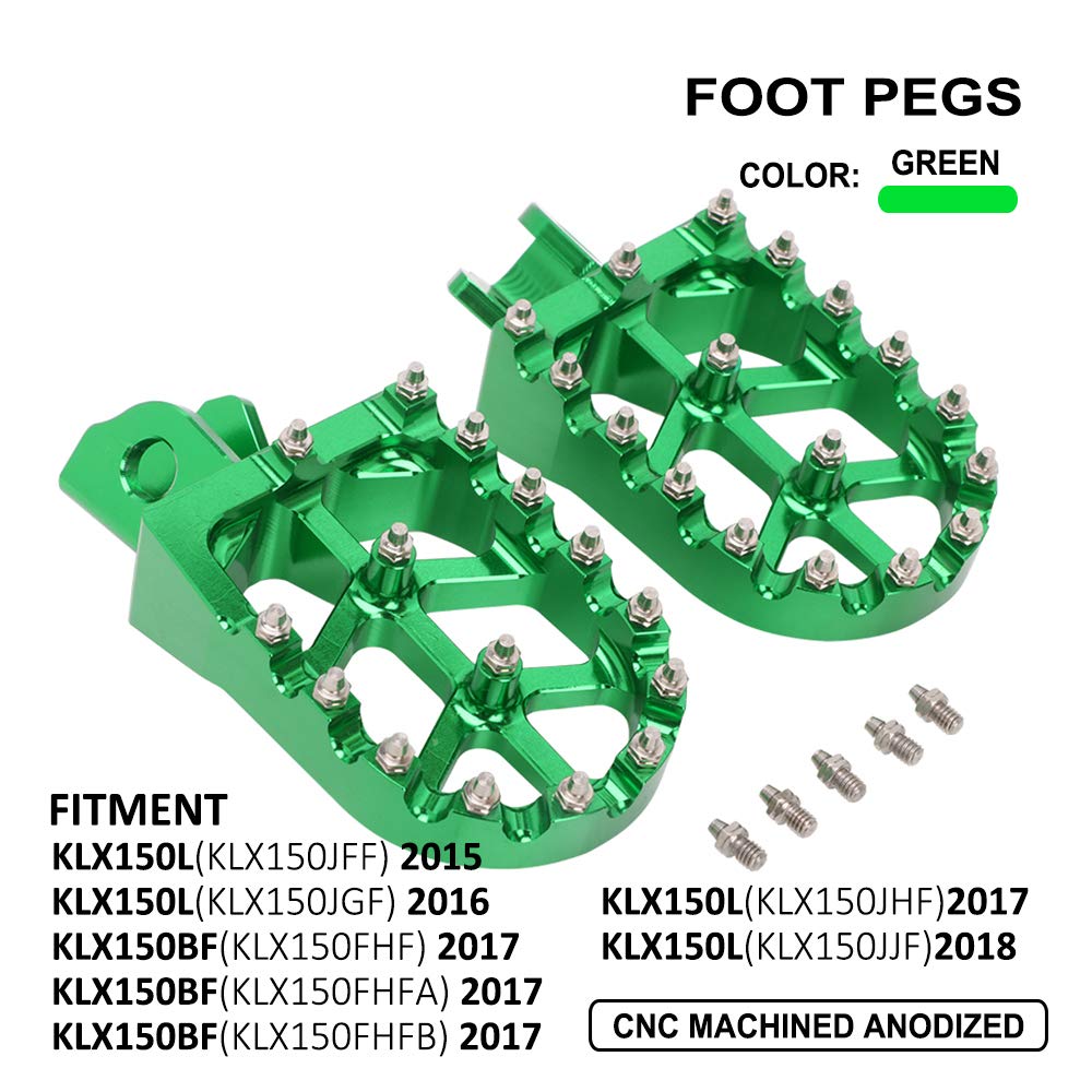 Motorcycle Foot Pegs Footpeg Foot Rest Pedal Cnc For Klx230 Klx230R Klx230S 2020-2023 Klx150L 2014-2021 Klx150Bf 2017 Green