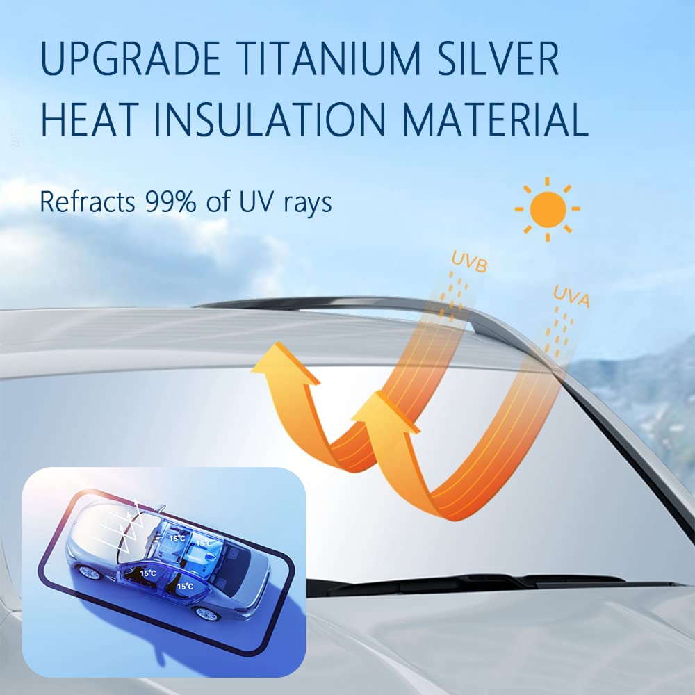 240T Thickened Automotive Glass Sunshade And Comes With Storage Bag,Keep Car Interior Cool,Universal Windshield Sun Shade Fit Fo