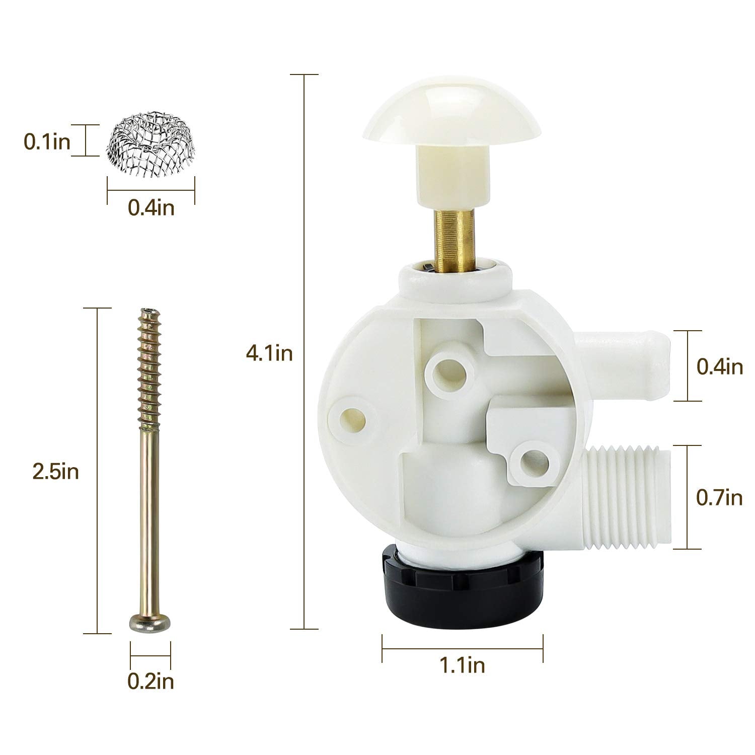 Funmit 385314349 Rv Toilet Water Valve Kit Replacement For Pedal Flush Toilets For Camper, Trailer, Boat | Premium Performance In Prevention Of Leakage | Increased Freeze Resistance