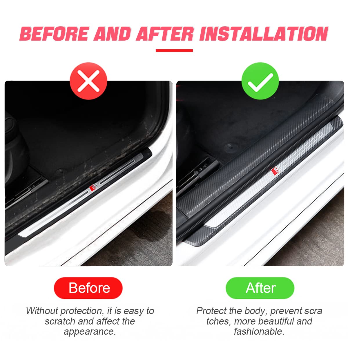 Car Door Edge Guards, Clear Invisible Carbon Fiber Auto Door Sill Protector, Anti-Collision Transparent Adhesive Strip Film, Diy