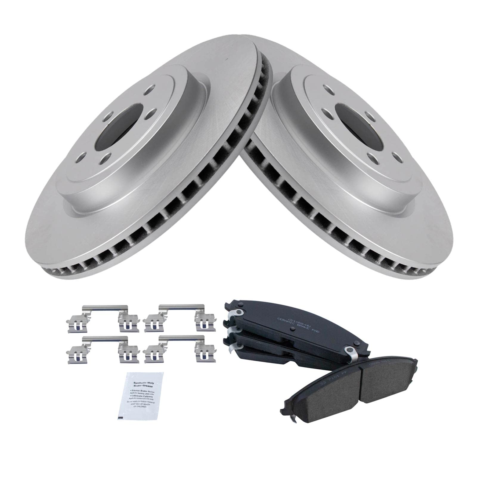 Trq Front Brake Pad & Rotor Kit Brake Pads Brake Rotor Ceramic Premium G-Coated Compatible With 2005-2019 Chrysler 300 2009-2019