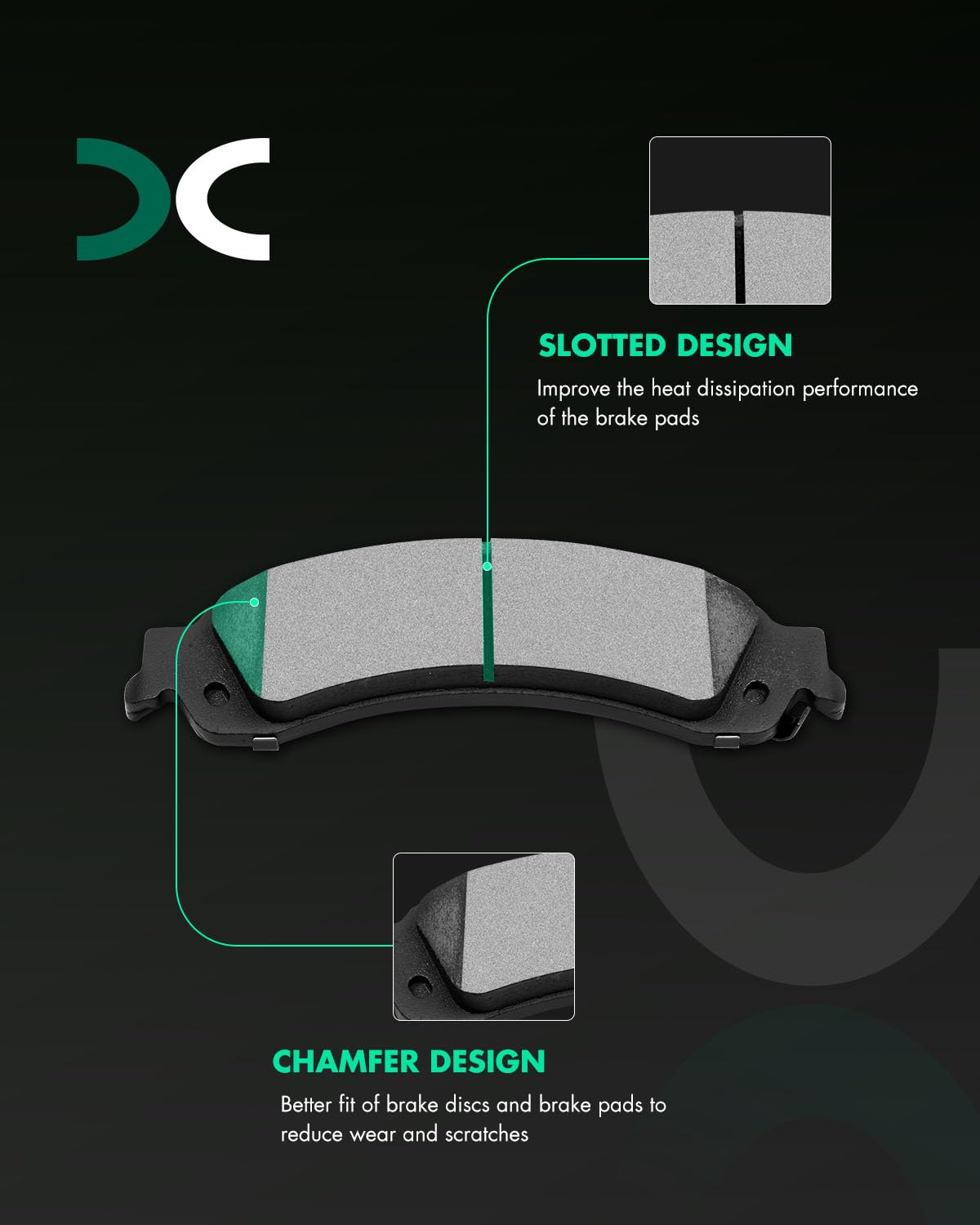 Scitoo D834 Rear Ceramic Brake Pads Sets Fit For Cadillac Escalade Esv/Ext,For Chevy Avalanche 1500/Silverado 1500/Suburban 1500
