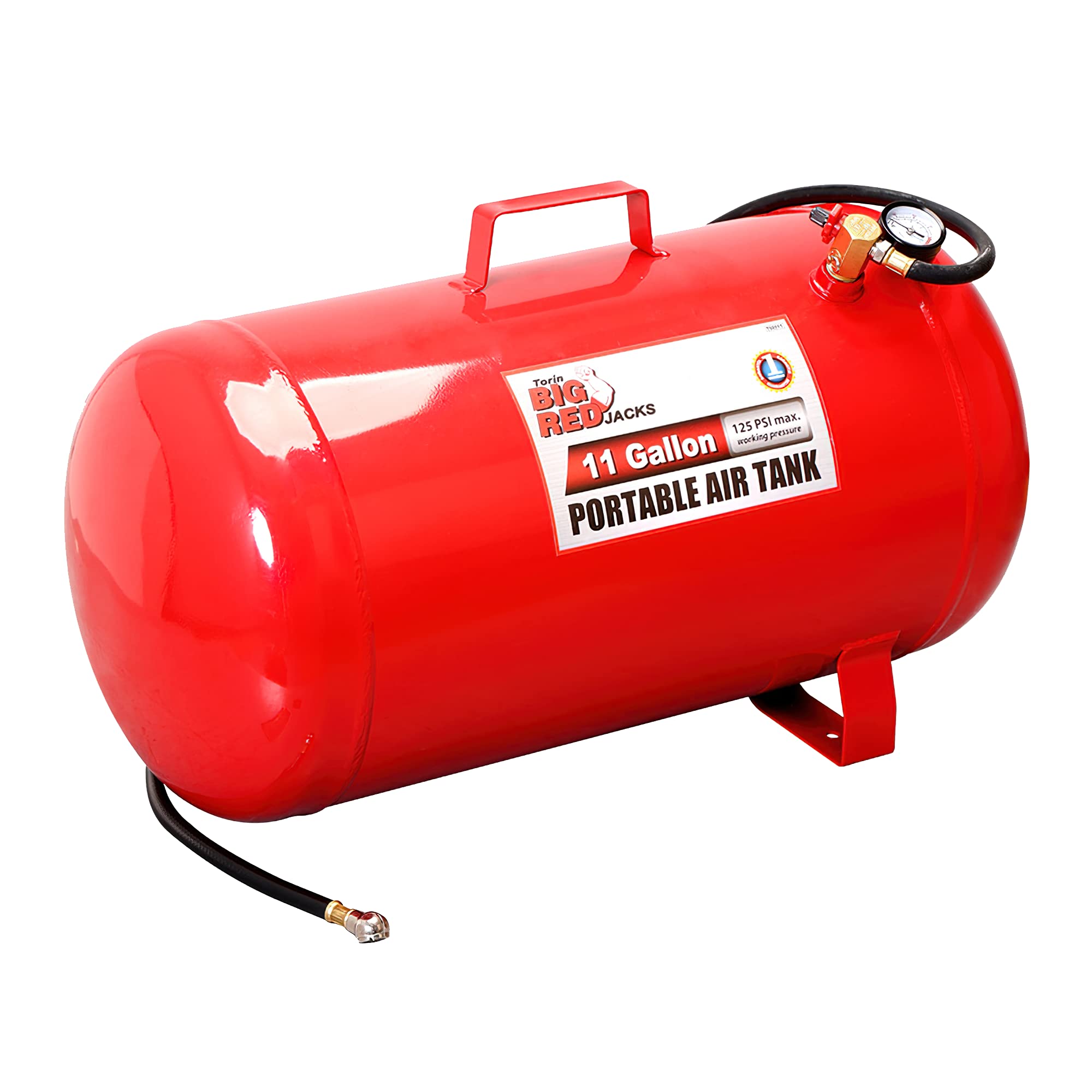 BIG RED T88011 Torin Portable Horizontal Air Tank with 50inch Hose, 11 Gallon Capacity, Red