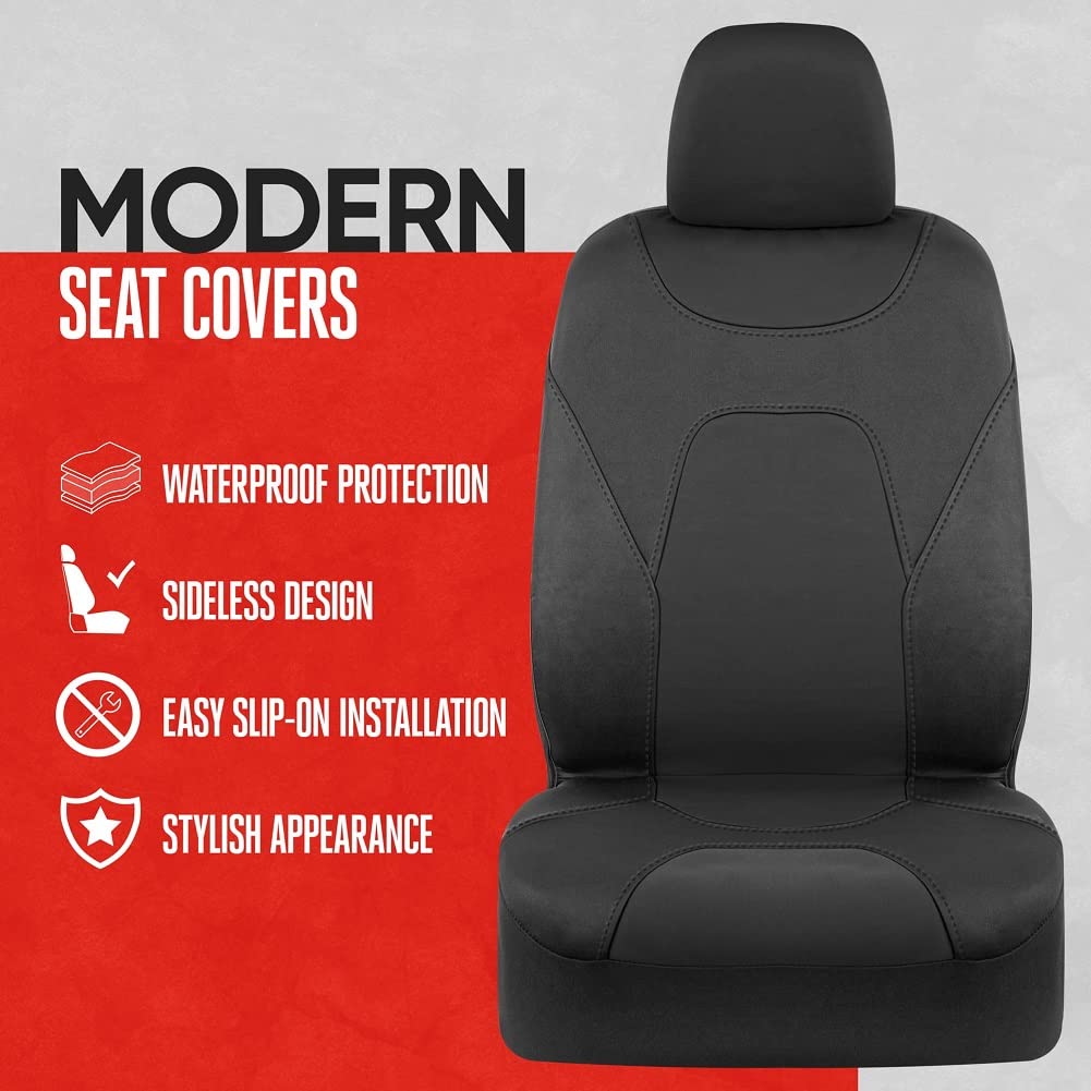 Motor Trend Aquashield Car Seat Covers For Front Seats, Black - Two-Tone Waterproof Seat Covers For Cars, Neoprene Front Seat Co
