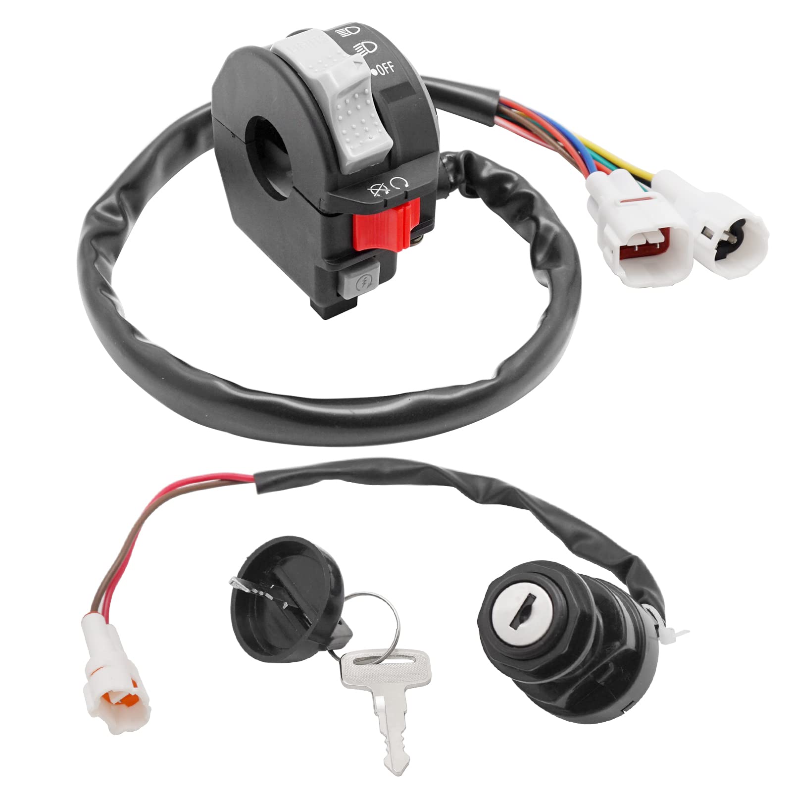 M MATI Headlight & Ignition Key Switch for Yamaha Warrior 350, Wolverine 350, Raptor 250, Grizzly 125 - Black