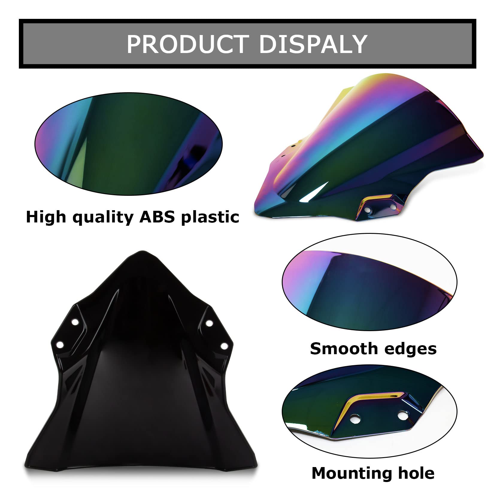 Psler Windshield Windscreen Double Bubble For Ninja 250 400 Ex400 2018 2019 2020 2021 2022 2023 (Colorfula)