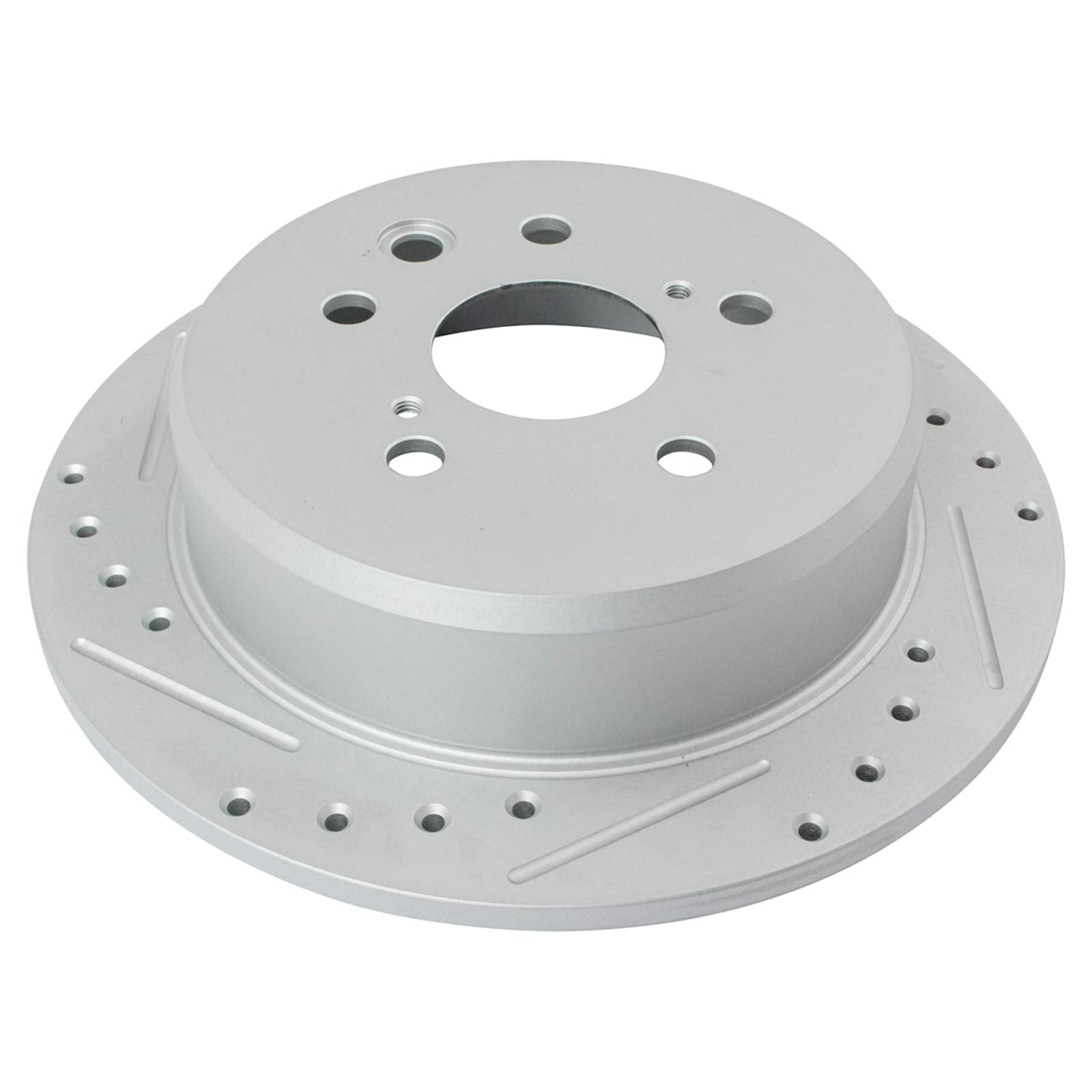 Trq Rear Performance Brake Rotors Set Solid Premium G-Coated Cross Drilled & Slotted Compatible With 2006-2015 Lexus Is250