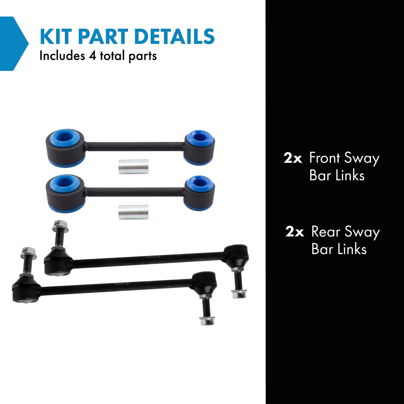 Trq Front & Rear Sway Bar Stabilizer Link Set Compatible With 2005-2014 Ford Mustang