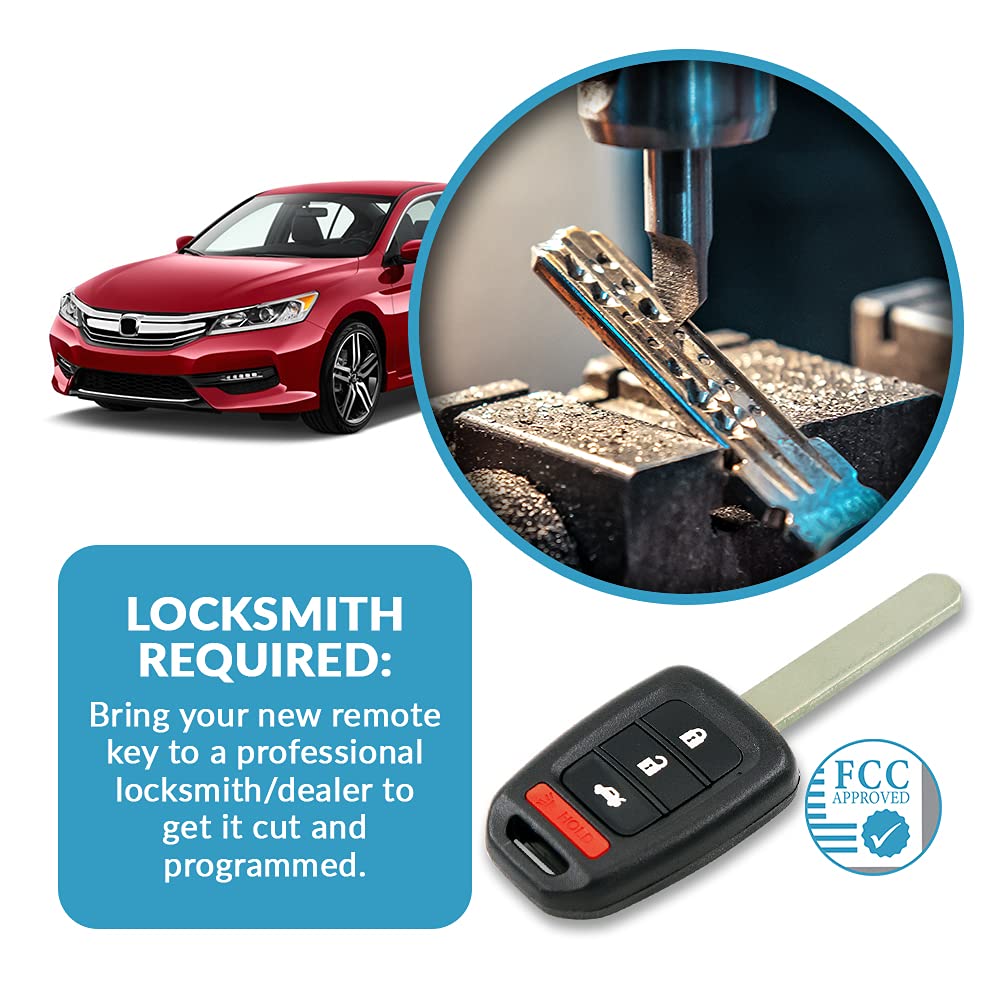 Keyless2Go Replacement for Keyless Entry Remote Car Key Fob for Select Honda Accord & Civic Vehicles