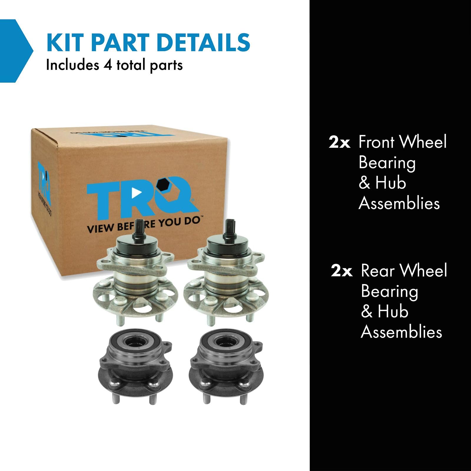 Trq Wheel Hub Bearings Assembly Set Compatible With 2010-2015 Toyota Prius 2012-2015 Prius Plug-In